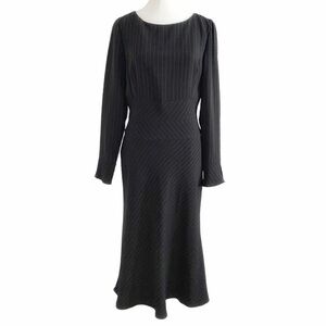 DAVID WARREN NEW YORK VINTAGE 90S BLACK WHITE PINSTRIPE TRUMPET DRESS - 6